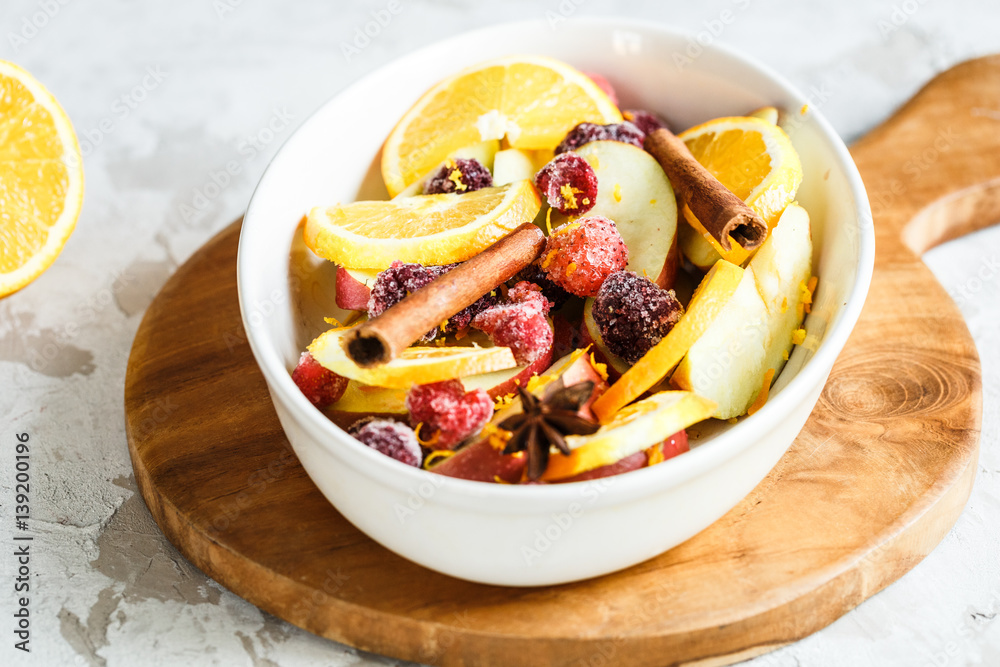 baked fruits and berries with spices