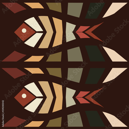Fish mosaic seamless pattern