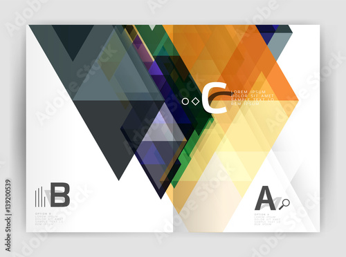 Abstract background with color triangles, annual report print backdrop