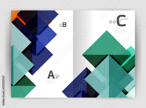 Abstract background with color triangles, annual report print backdrop