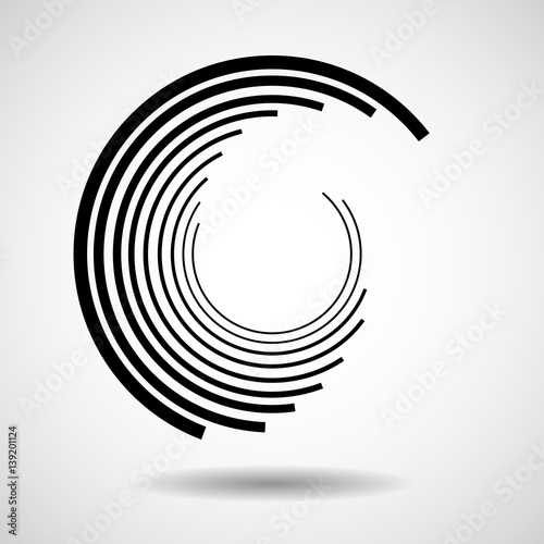 Abstract circle with lines, geometric logo, vector
