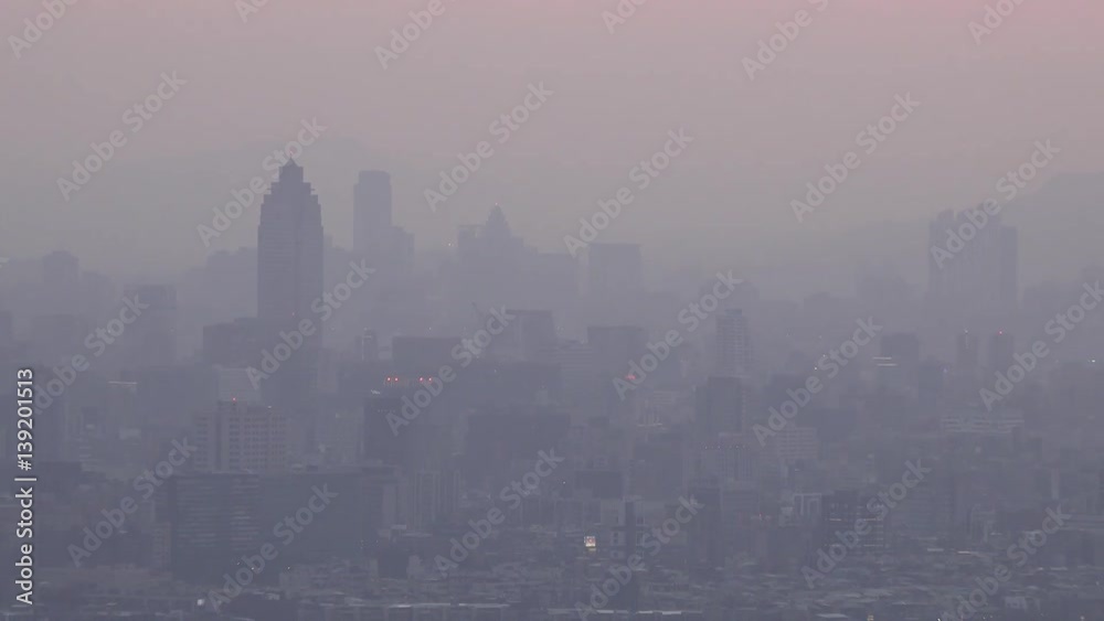 Sunset in Taipei city view from the mountains. Taiwan is a mountainous island, the island has the largest number and density of high mountains in the world. Zoom out, 4K Sunset in Taipei city view from the mountains. Taiwan is a mountainous island, the island has the largest number and density of high mountains in the world. Zoom out, 4K