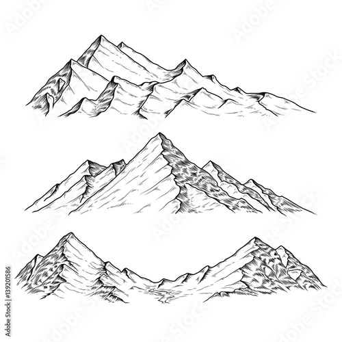 Hand drawn illustration the mountains