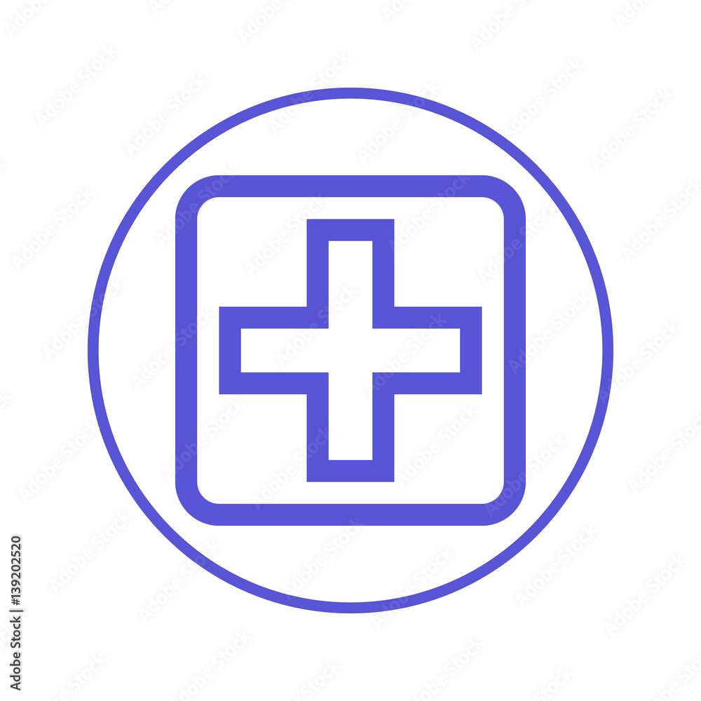 hospital, cross circular line icon. Round sign. Flat style vector symbol hospital, cross circular line icon. Round sign. Flat style vector symbol