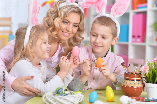 Happy family preparing for Easter