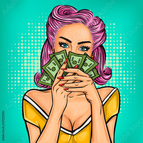  pop art girl with cash