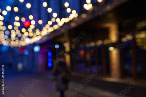 people walking in the city night scene, abstract background blurr