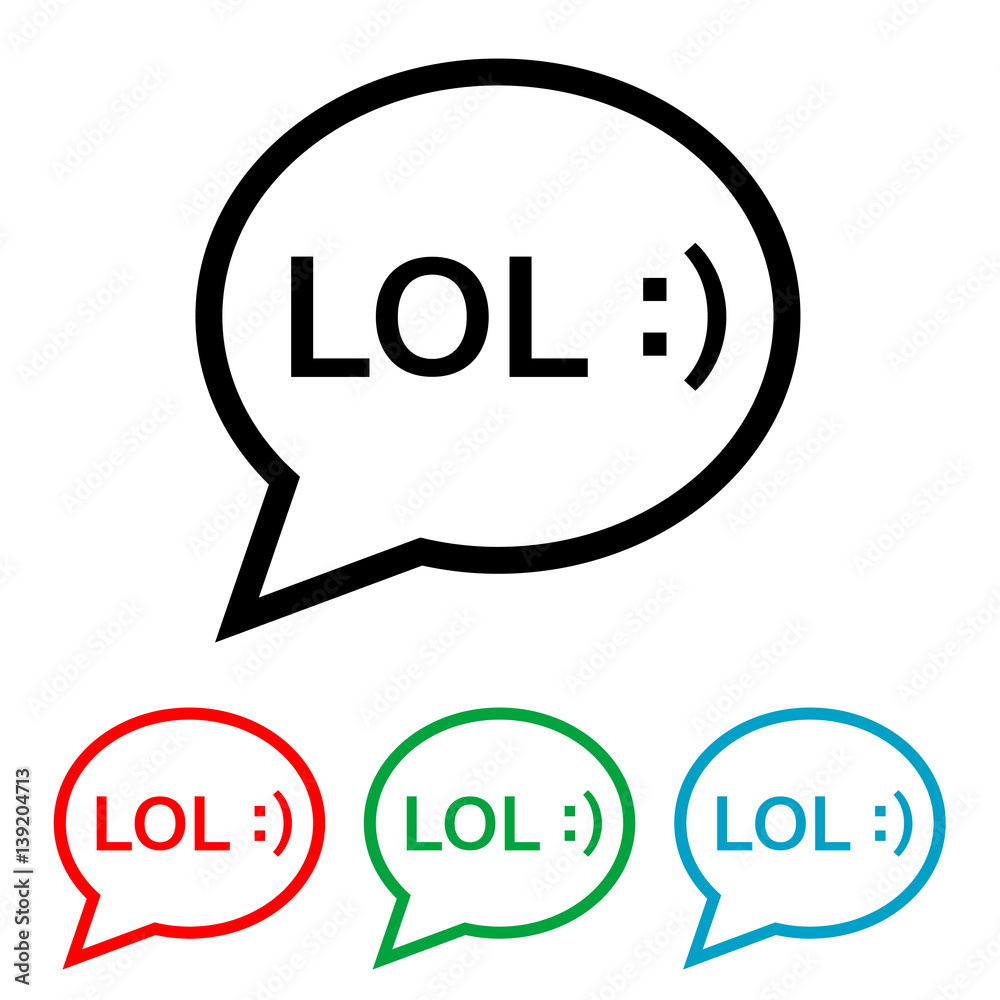 Icono plano linea burbuja LOL en varios colores Icono plano linea burbuja LOL en varios colores