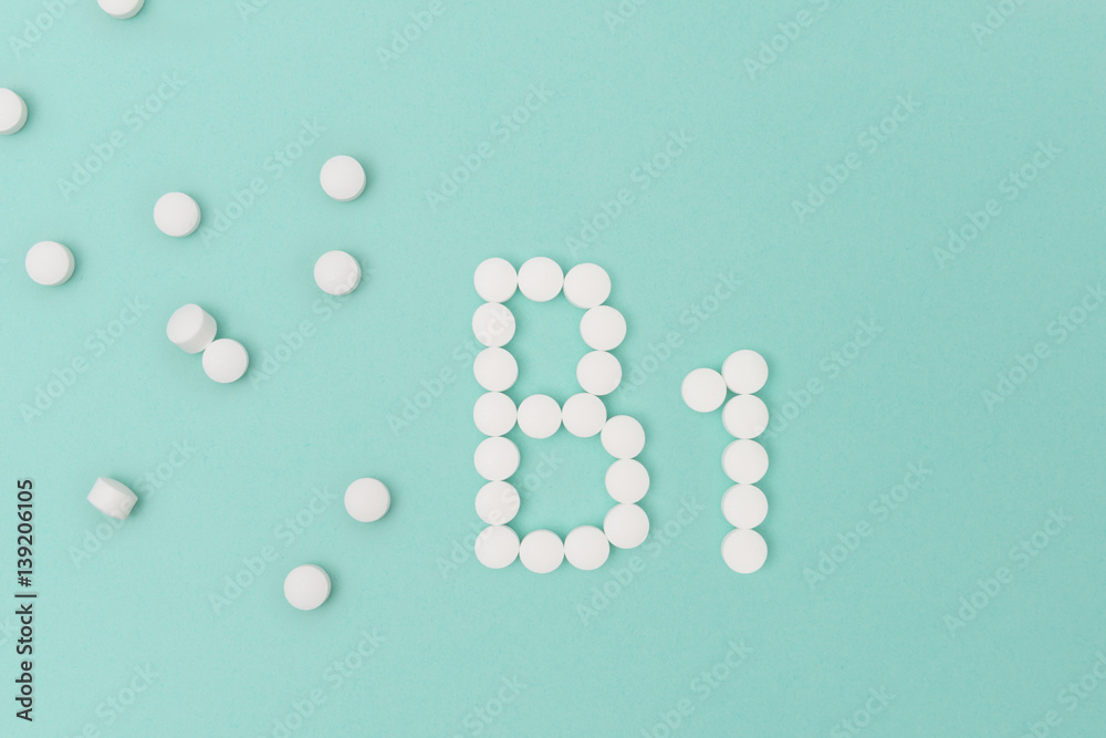 Vitamin B1 Pills Forming the Word 'B1'