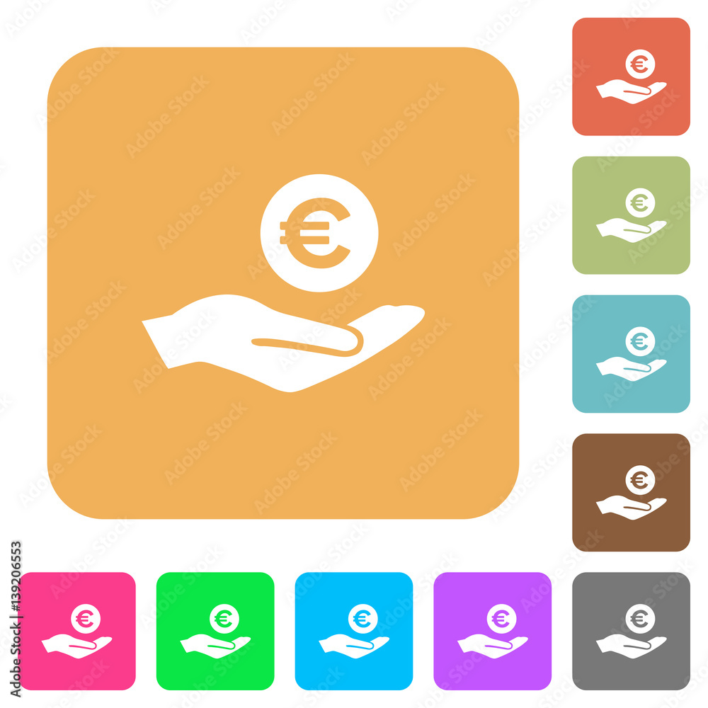 Euro earnings rounded square flat icons