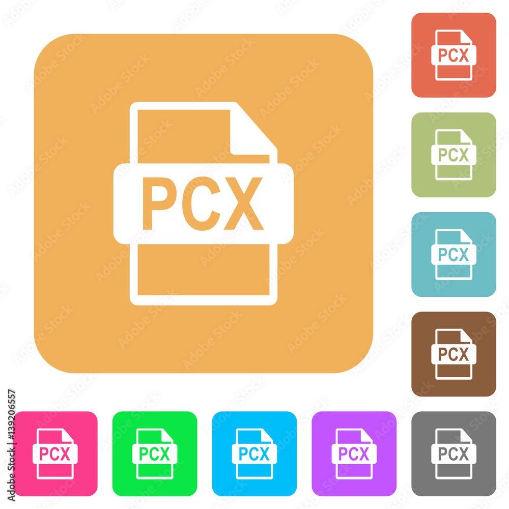 PCX file format rounded square flat icons PCX file format rounded square flat icons