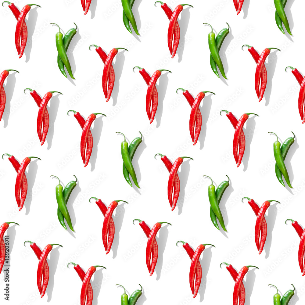 red hot chili pepper seamless pattern