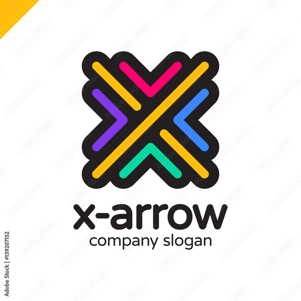 Letter X logo design concept with four arrow in round line style. Letter X logo design concept with four arrow in round line style.