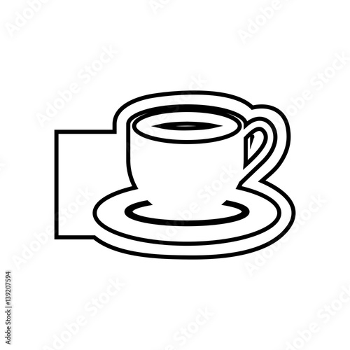 monochrome contour emblem of coffee cup vector illustration
