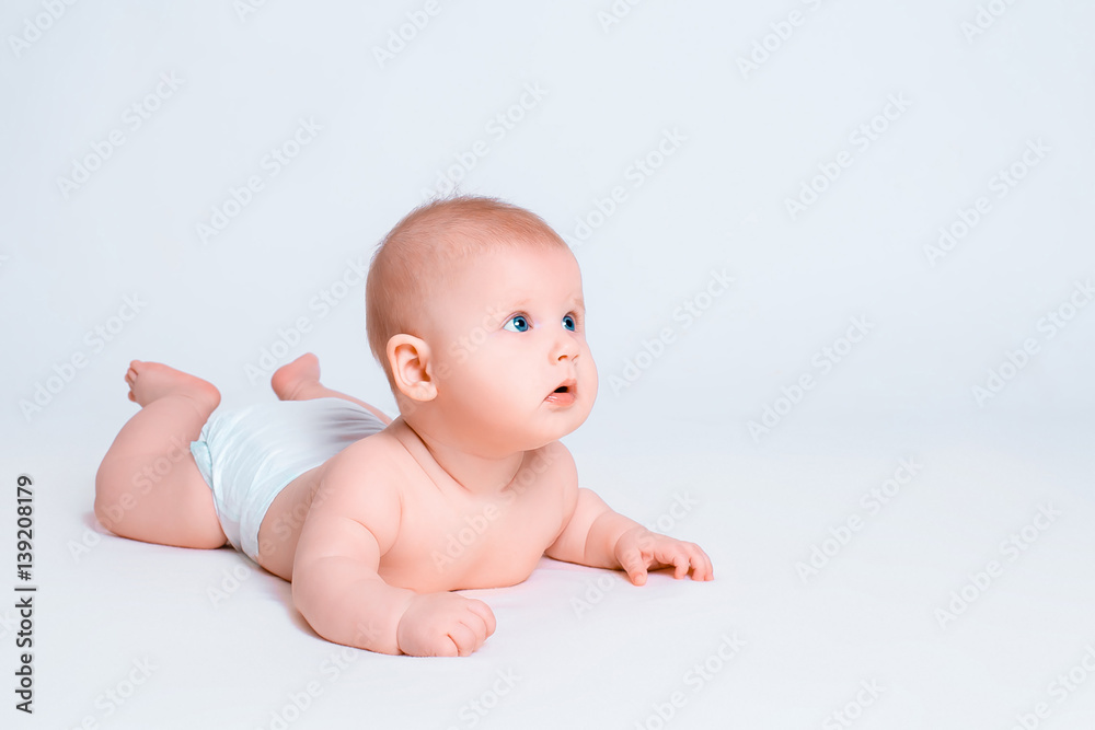 Cute baby girl on white background with isolation Cute baby girl on white background with isolation