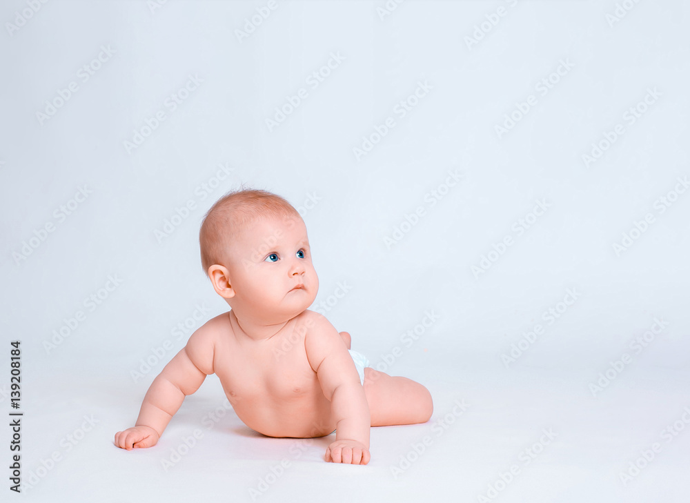 Cute baby girl on white background Cute baby girl on white background