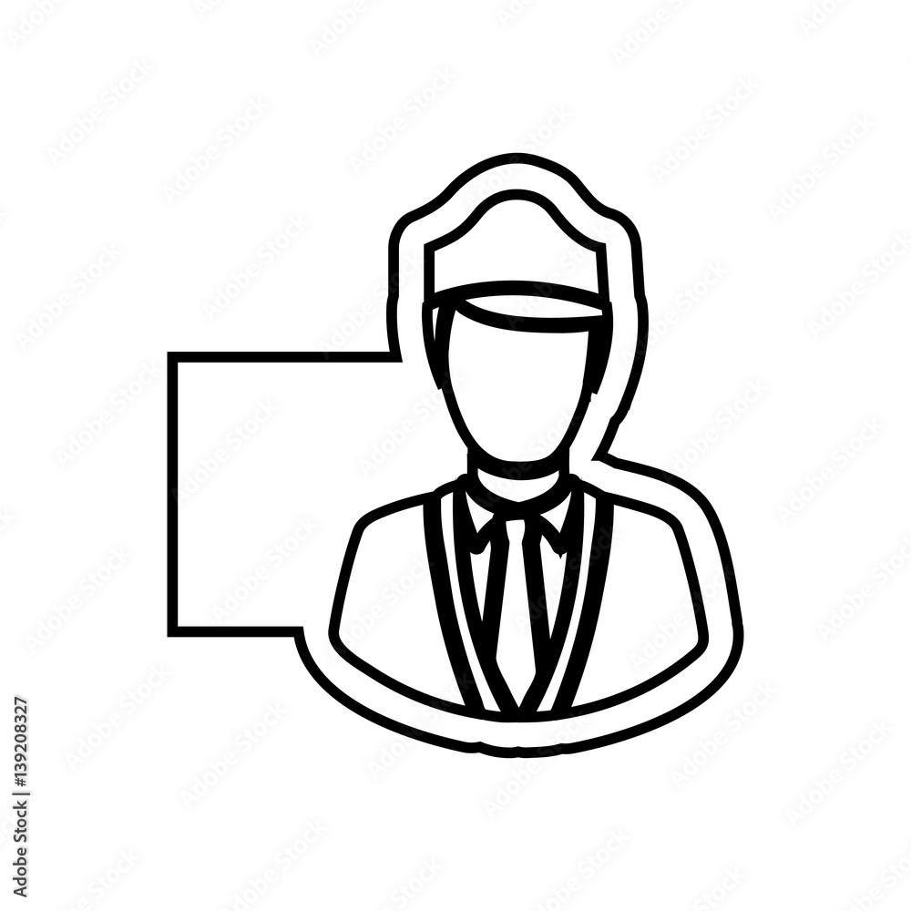monochrome contour emblem with flight attendant vector illustration monochrome contour emblem with flight attendant vector illustration