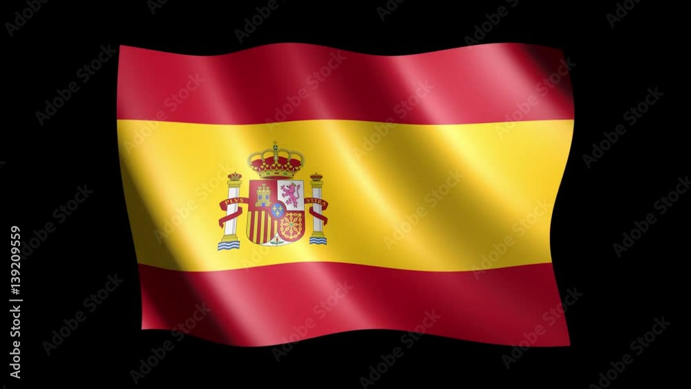 Flag of Spain isolated on alpha channel, seamless looping Flag of Spain isolated on alpha channel, seamless looping