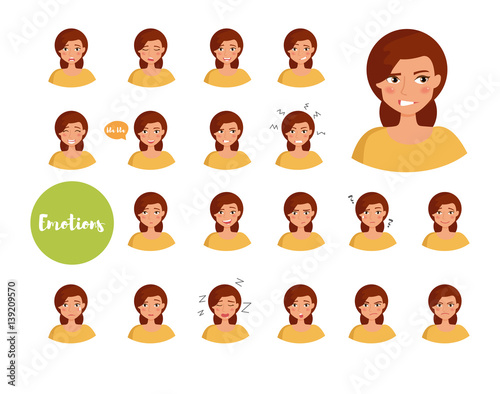 Woman with different emotions.