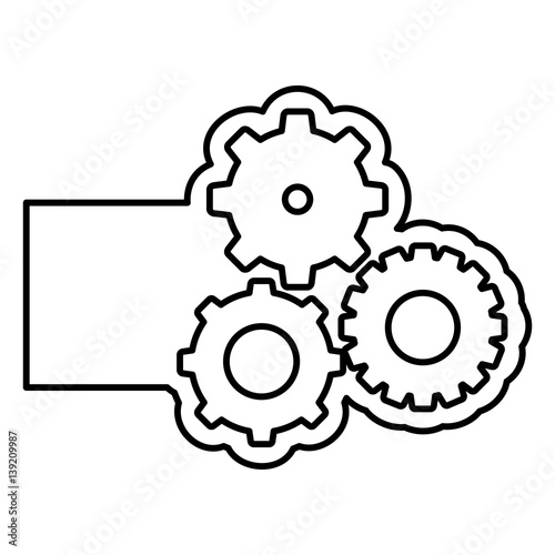 monochrome contour with gear of wheels and banner vector illustration