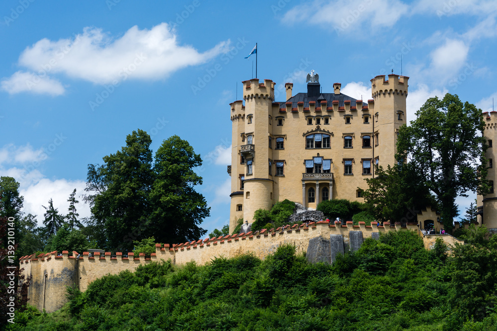 A view to Hohenschwangau Castle, palace in Bavaria southern Germany.