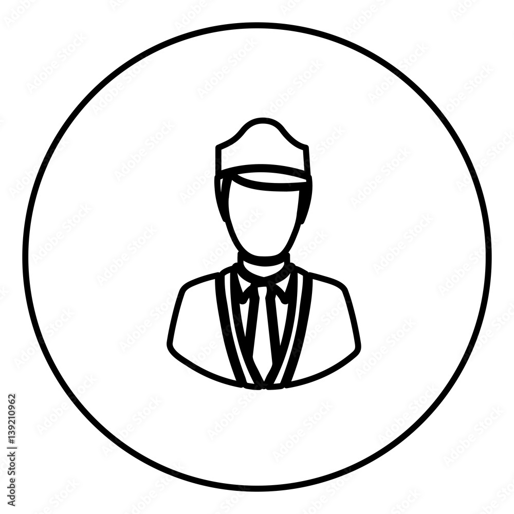 monochrome contour circular frame with flight attendant vector illustration monochrome contour circular frame with flight attendant vector illustration