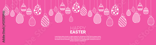 Decorated Colorful Eggs Easter Holiday Symbols Greeting Card Vector Illustration © mast3r
