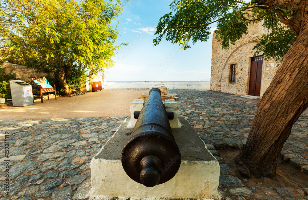 The cannon on the main square in Monemvasia, Greece