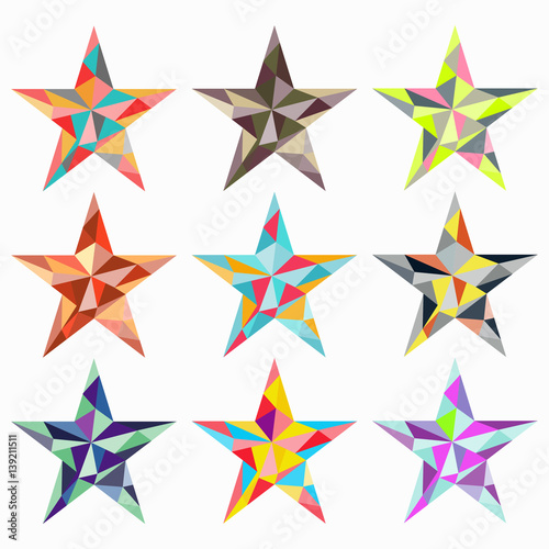 the stars of the colored triangles isolated objects