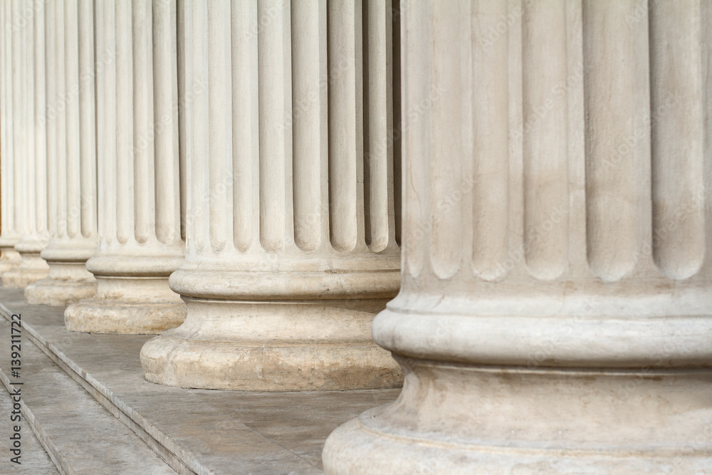 Classical columns close up architecture