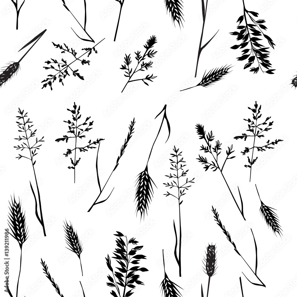 Pattern with field herbs Pattern with field herbs
