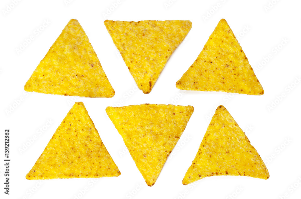 corn nachos on white background corn nachos on white background