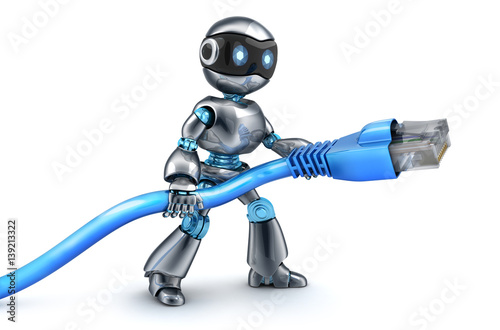 Robot and connect computer cable photo