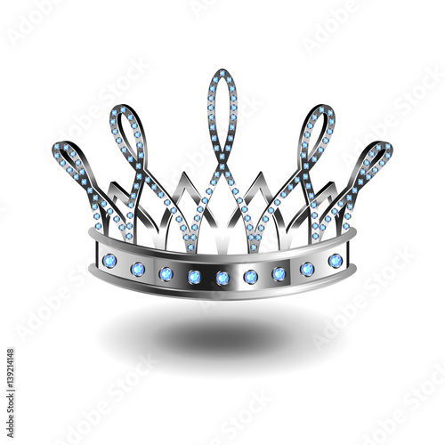 Beauty queen silver crown isolated on white vector