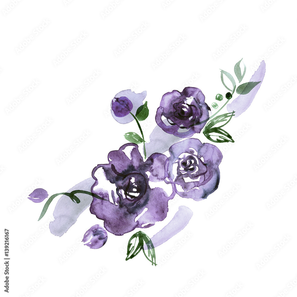 Obraz premium background, beautiful, card, colorful, cute, decoration, design, floral, flower, frame, greeting, happy, illustration, invitation, leaves, nature, painted, pink, plant, red, romantic, roses, watercolo