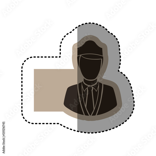 sticker monochrome emblem with flight attendant vector illustration