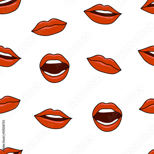 Vector seamless background. lips prints