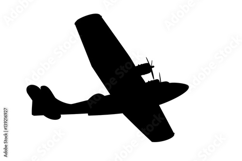vintage flying boat silhouette on white