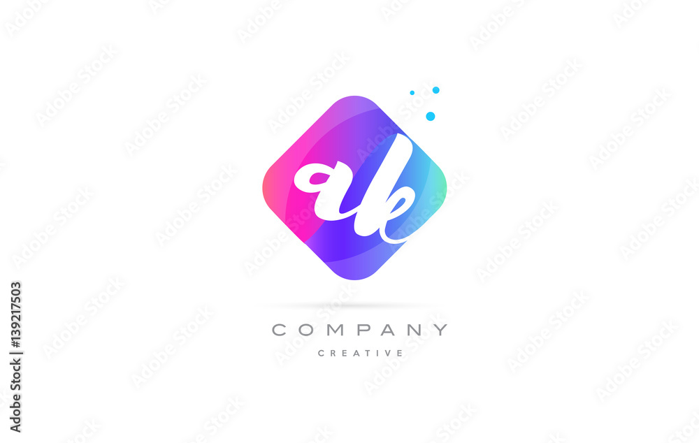 ak a k  pink blue rhombus abstract hand written company letter logo icon
