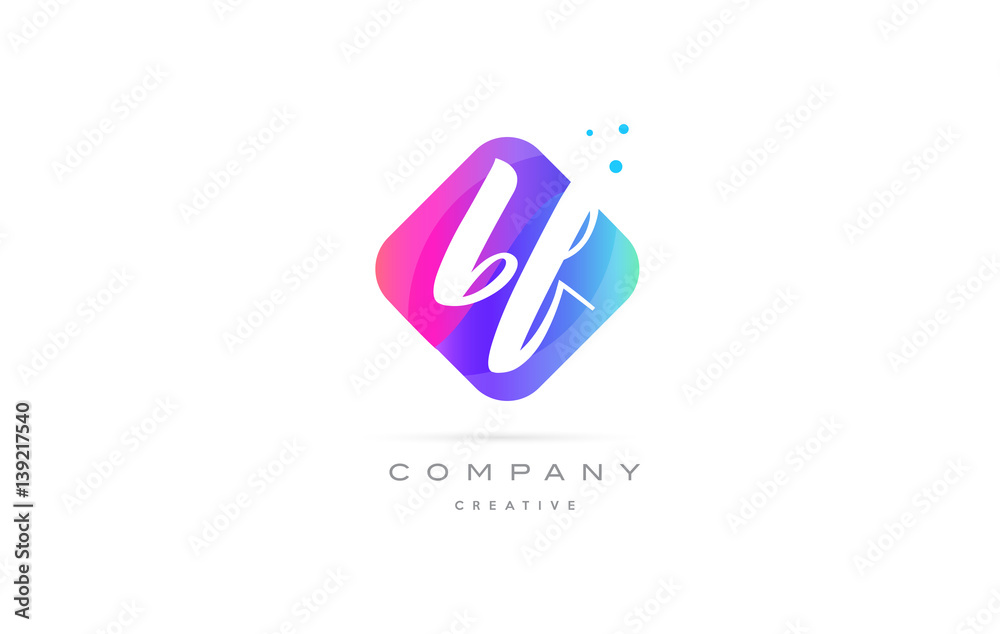 bf b f pink blue rhombus abstract hand written company letter logo icon bf b f pink blue rhombus abstract hand written company letter logo icon
