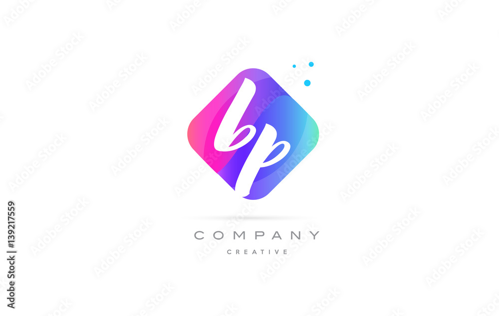 bp b p pink blue rhombus abstract hand written company letter logo icon bp b p pink blue rhombus abstract hand written company letter logo icon
