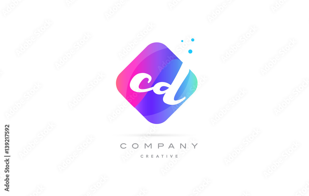 cd c d pink blue rhombus abstract hand written company letter logo icon cd c d pink blue rhombus abstract hand written company letter logo icon