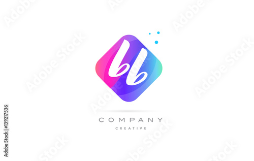 bb b b  pink blue rhombus abstract hand written company letter logo icon