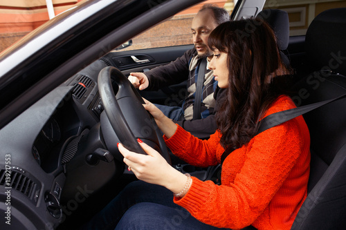 Father warnings his daughter about fast driving