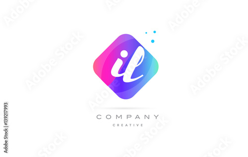 Fotografie il i l  pink blue rhombus abstract hand written company letter logo icon