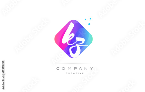 kz k z  pink blue rhombus abstract hand written company letter logo icon