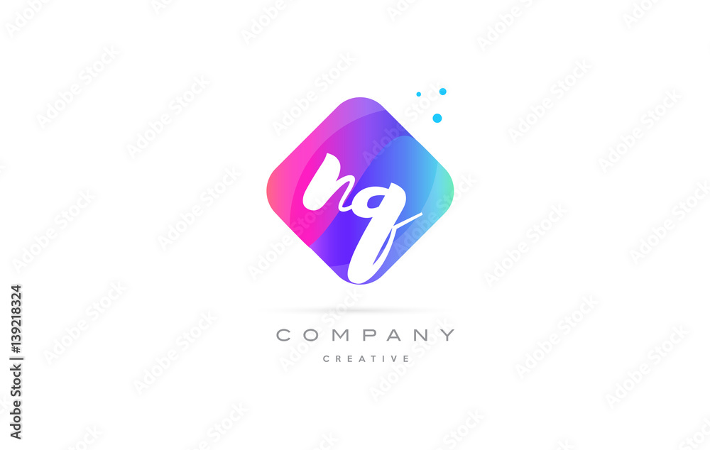 nq n q pink blue rhombus abstract hand written company letter logo icon nq n q pink blue rhombus abstract hand written company letter logo icon