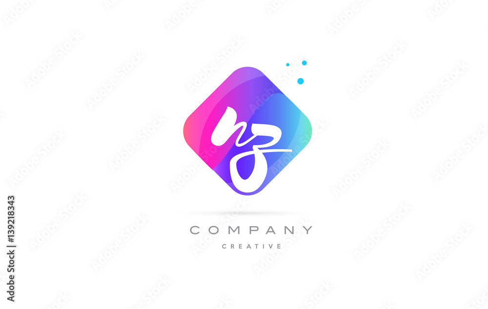 nz n z pink blue rhombus abstract hand written company letter logo icon nz n z pink blue rhombus abstract hand written company letter logo icon
