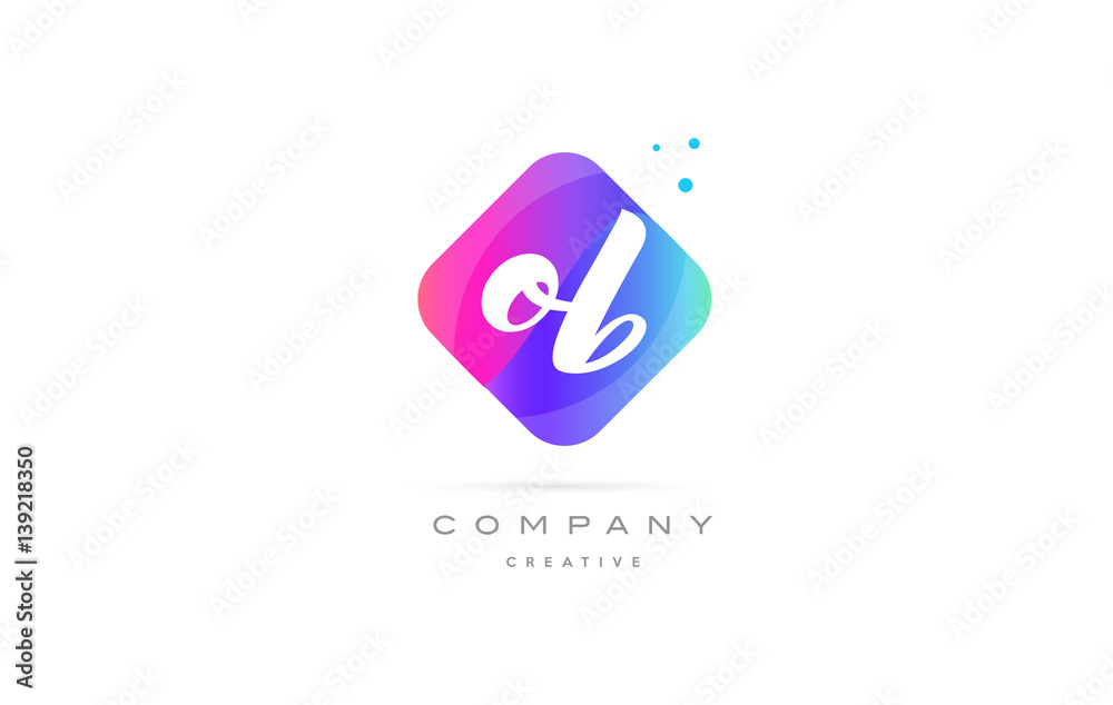 ob o b pink blue rhombus abstract hand written company letter logo icon ob o b pink blue rhombus abstract hand written company letter logo icon