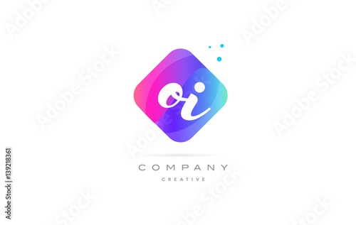 oi o i  pink blue rhombus abstract hand written company letter logo icon